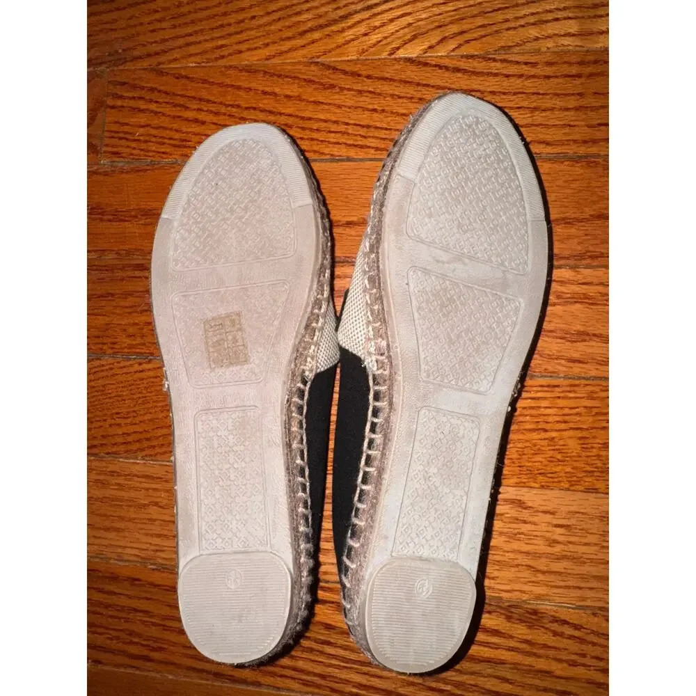 Tory Burch Veranda Espadrille Flats US 6.5 Black Beige Casual Slip-On Shoes NEW